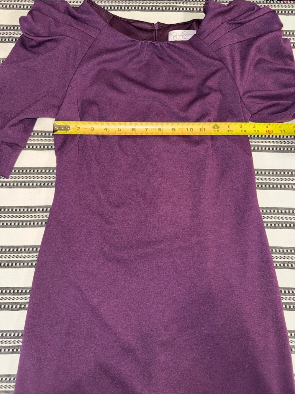 Jessica Simpson Plum Puff Sleeve Midi Dress, Size 6 - Picture 10 of 15